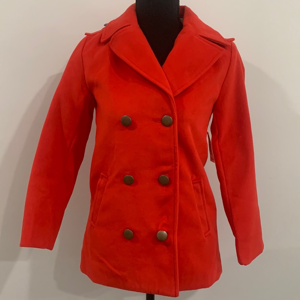 Old Navy Double Breasted Polyester Red Kids Coat